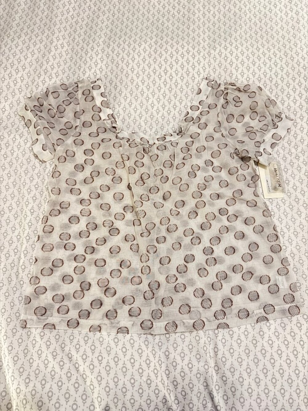 NWT Walter Baker Cream and Chocolate Blouse Top Cotton Large (L) Modern Edgy